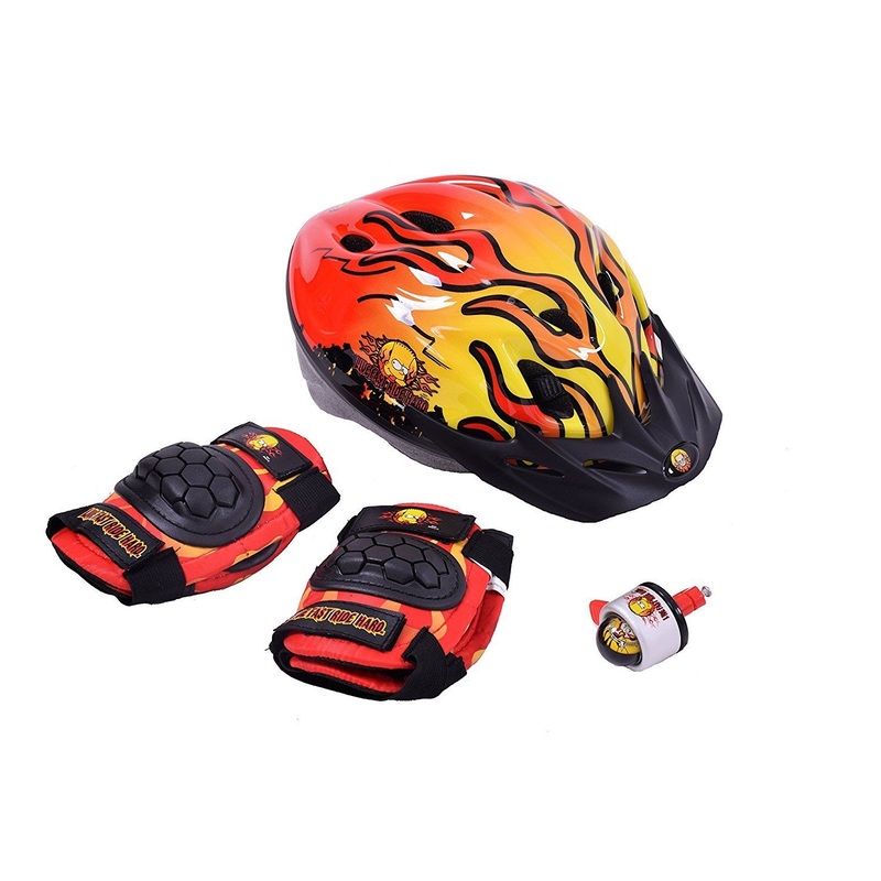 BART SIMPSONS BOY IDEAL GIFT SET FOR BIKE SCOOTER OR SKATE RIDERS HELMET PADS BELL