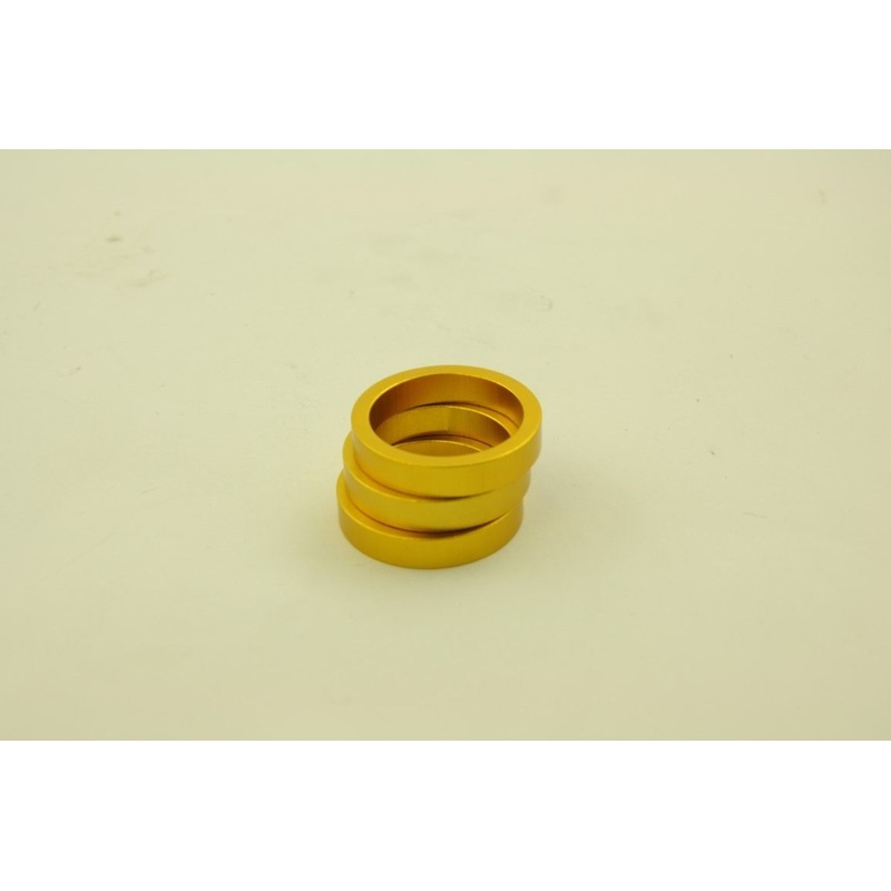 3 PIECE 7mm A-HEAD BIKE FORK ALLOY SPACER KIT VERY SMART ANODISED GOLD COLOUR