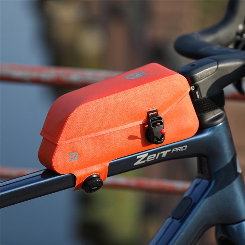 Rhinowalk K33 Magnetic Waterproof Bike Tube Bag MTB Frame Bag TPU+Polyester Cycling Pouch – Orange
