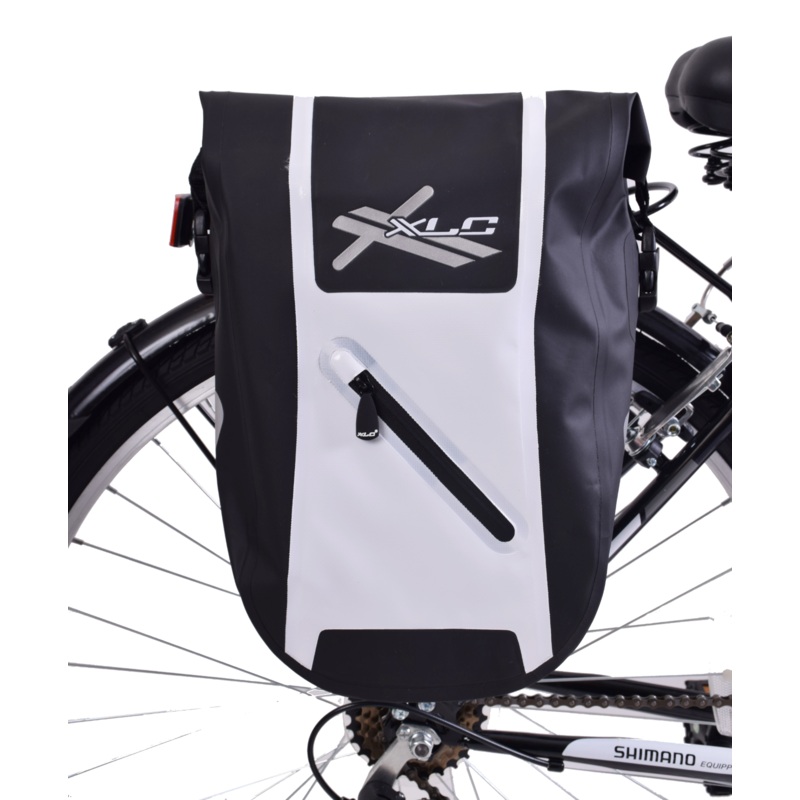 15L or 30L XLC Low Rider Waterproof Bike Pannier Roll Top Luggage Bag  Black-White