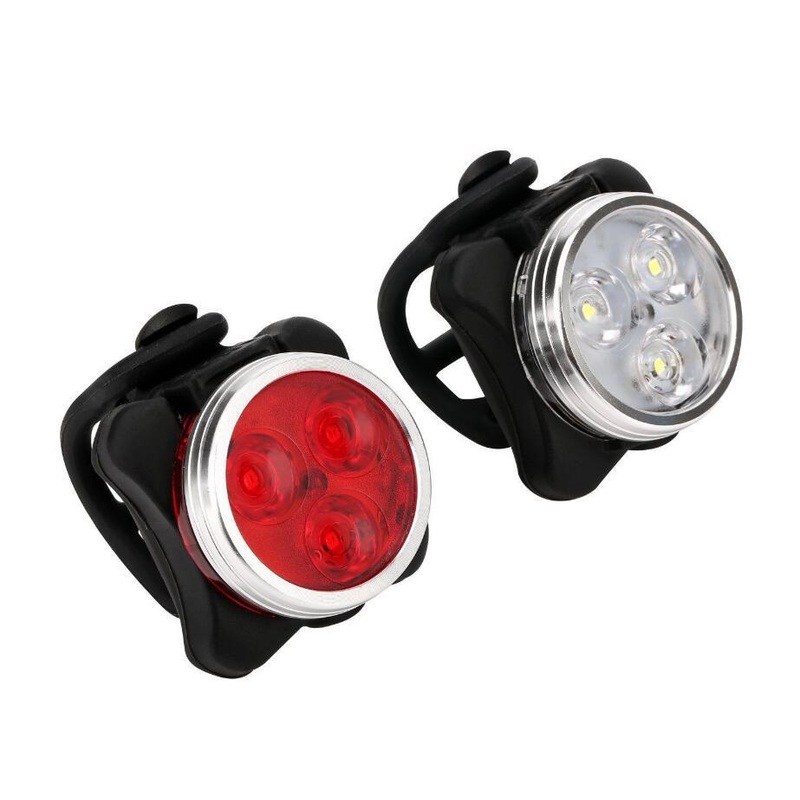 USB Rechargeable Bike Light Set, Super Bright Front Headlight and Rear Light