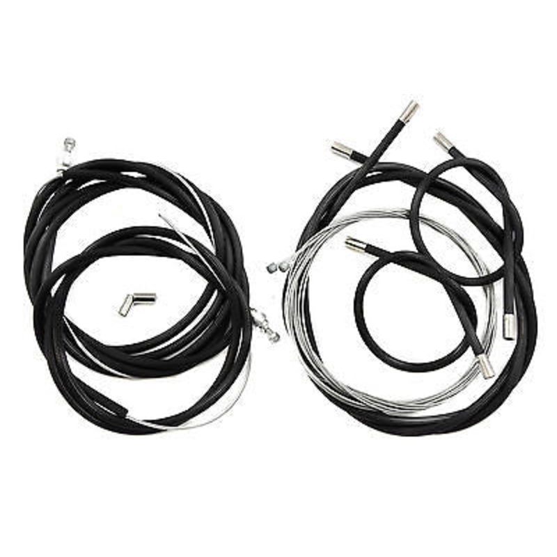 BESPOKE TAILOR MADE VINTAGE RACING BIKE RIBBED GEAR-BRAKE CABLE SET BLACK NOS