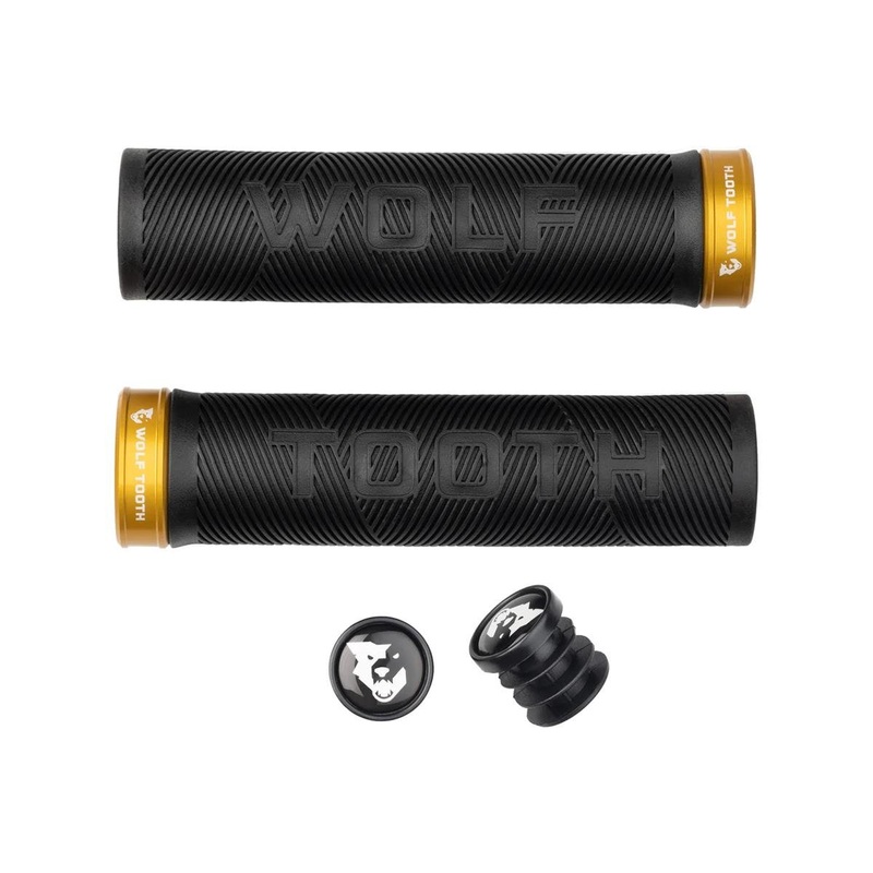 Wolf Tooth Components Echo Lock-On Grips (Black/Gold)