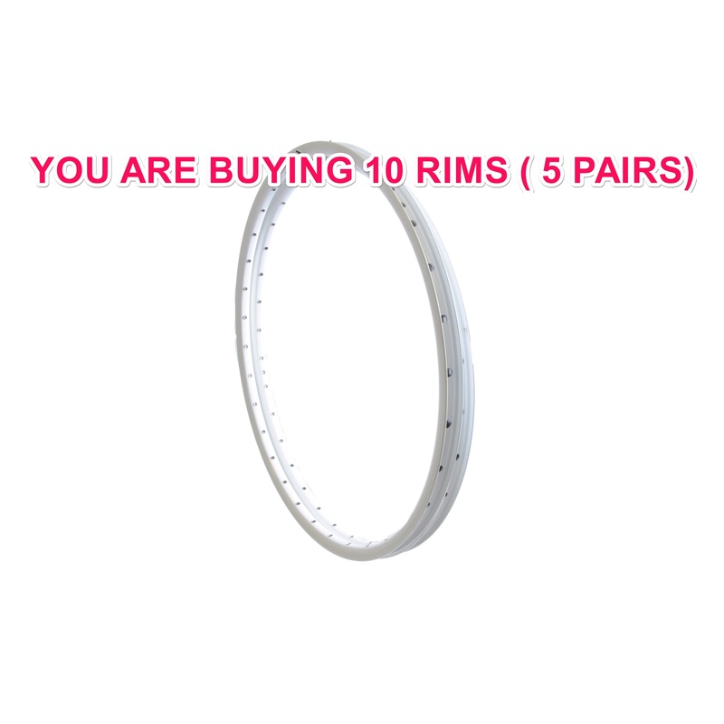 WHOLESALE JOB LOT TEN (10) MTB WHEEL RIMS RIGIDA RIVAL 26(559 x 19c) FOR DISC BRAKES 32 HOLE WITH EYELETS, DOUBLE WALL WHITE