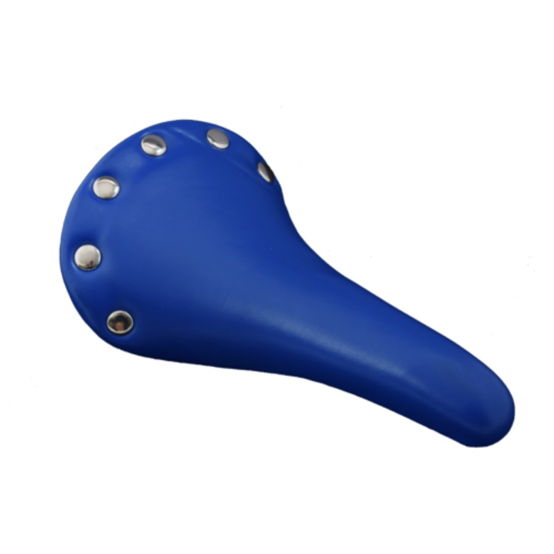BIKE SEAT CLASSIC STYLE BLUE LEATHER LOOK RIVETED TOP TRADITIONAL BICYCLE SADDLE