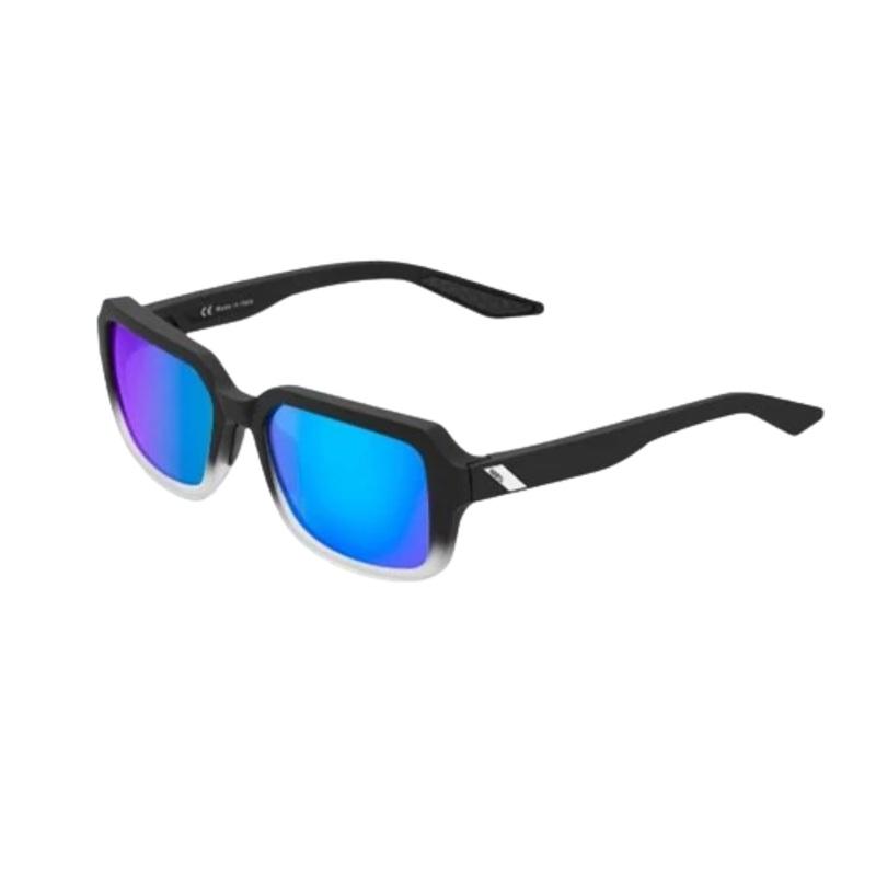rideley-sunglasses|Soft Tact Black White Fade/Blue Multilayer Mirror Lens