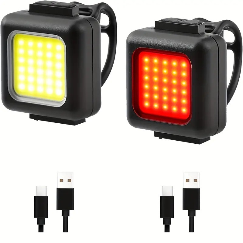 Rechargeable Bike Light 80lm Front and Rear Lights Ipx5 Waterproof Bicycle Lamp with Rubber Strap Cycling Safety Light