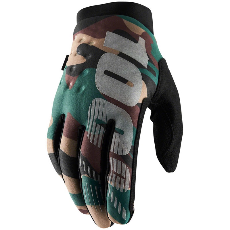 100% Brisker Gloves – Camo/Black Full Finger Men’s X-Large